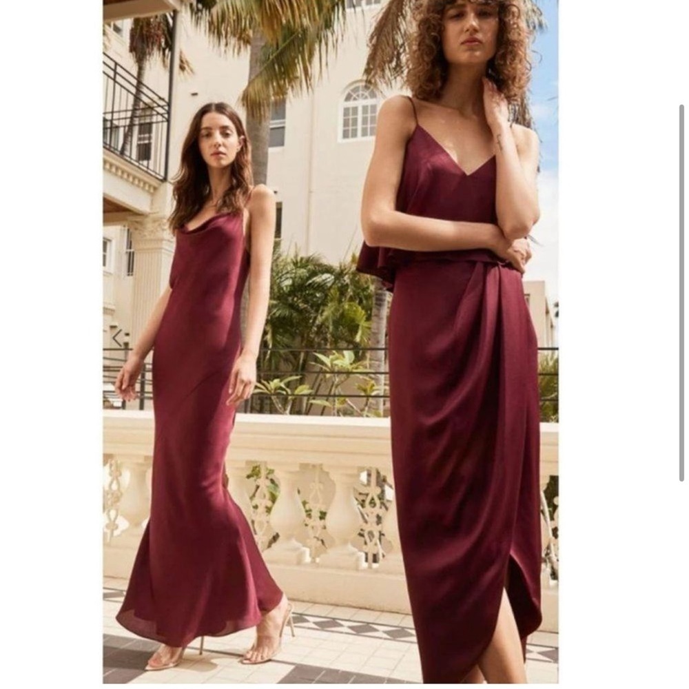 Shona Joy Luxe Frill Tulip Hem Maxi Dress Burgundy 6 - Picture 10 of 10